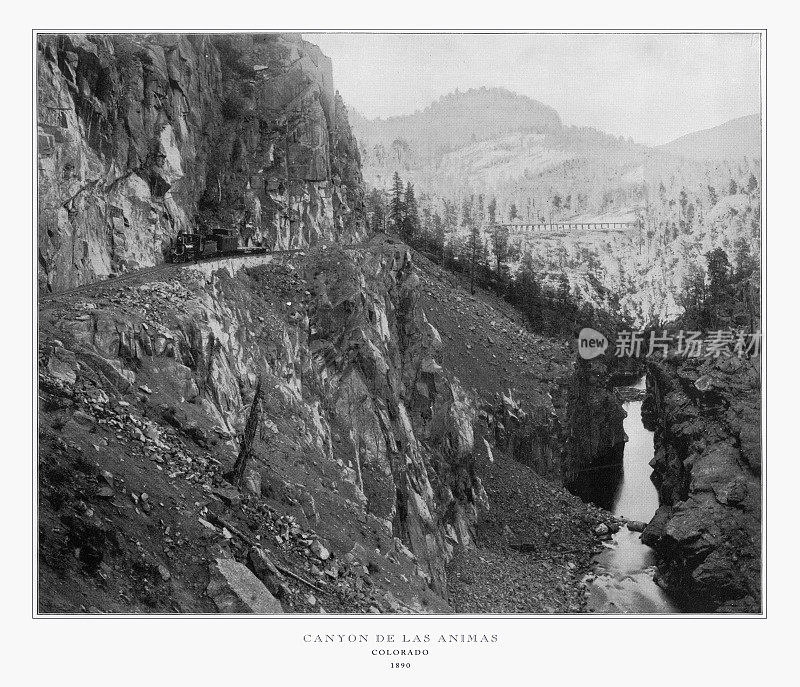 峡谷De Las Animas，科罗拉多州，美国，古董美国照片，1893年